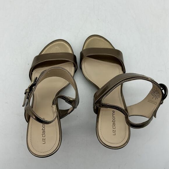 LIZ CLAIBORNE Metallic Gold Open Toe Slingback‎ High Heel Pump Shoes Size 6.5 - Picture 5 of 9